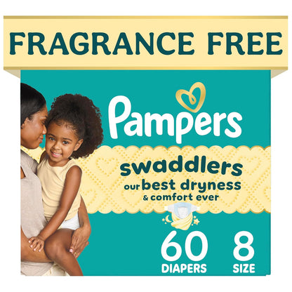 Pampers Baby Diapers - Swaddlers - Size 8, 60 Count, Ultra Absorbent Disposable Infant Diaper