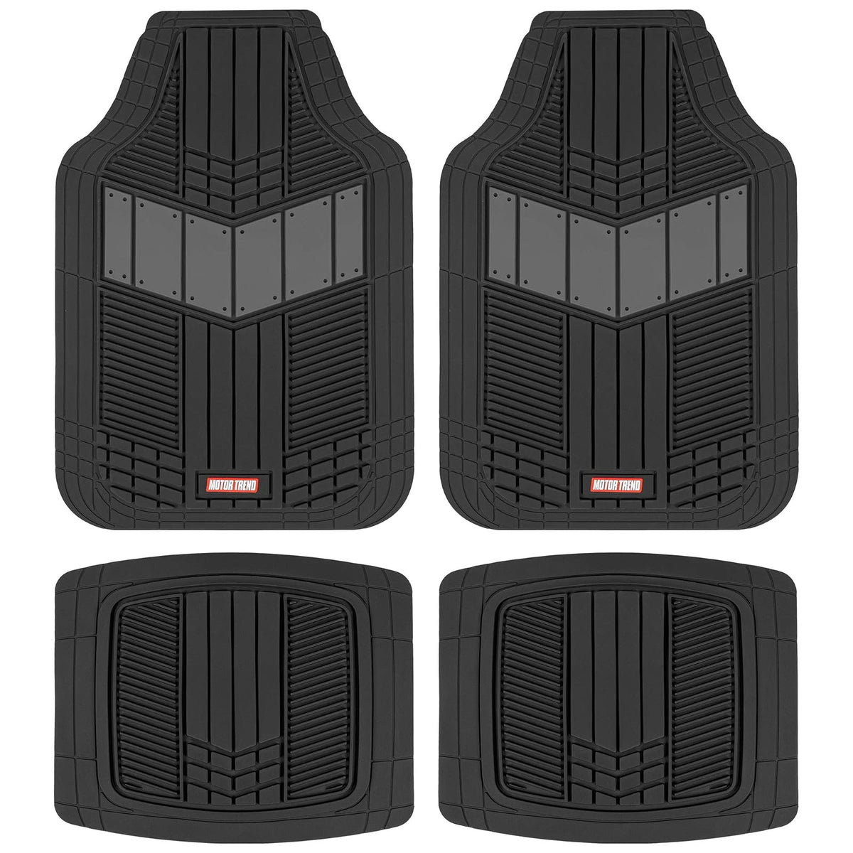 Motor Trend DualFlex™ - Alfombrillas de Goma Impermeables para Todo Tipo de Clima, 4 Piezas Deportivas con diseño de Dos Tonos para Automóvil, Todoterreno y Camiones, Protector de Alfombra de Automóvil