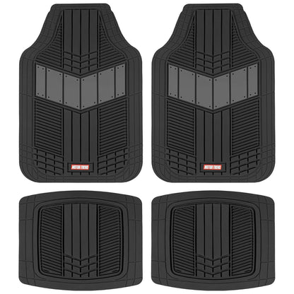 Motor Trend DualFlex™ - Alfombrillas de Goma Impermeables para Todo Tipo de Clima, 4 Piezas Deportivas con diseño de Dos Tonos para Automóvil, Todoterreno y Camiones, Protector de Alfombra de Automóvil