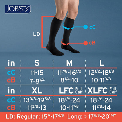 JOBST Formen Calcetines de compresión, Baja 15-20mmHg, Rodilla, Talla L | Punta cerrada, Color Negro, Compresión de Grado Médico