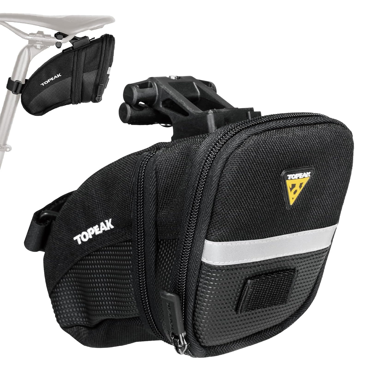 Topeak Aero Wedge Pack, w/Fixer F25, Mediano, Negro
