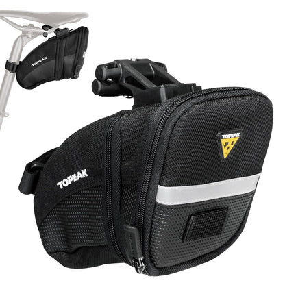 Topeak Aero Wedge Pack, w/Fixer F25, Mediano, Negro