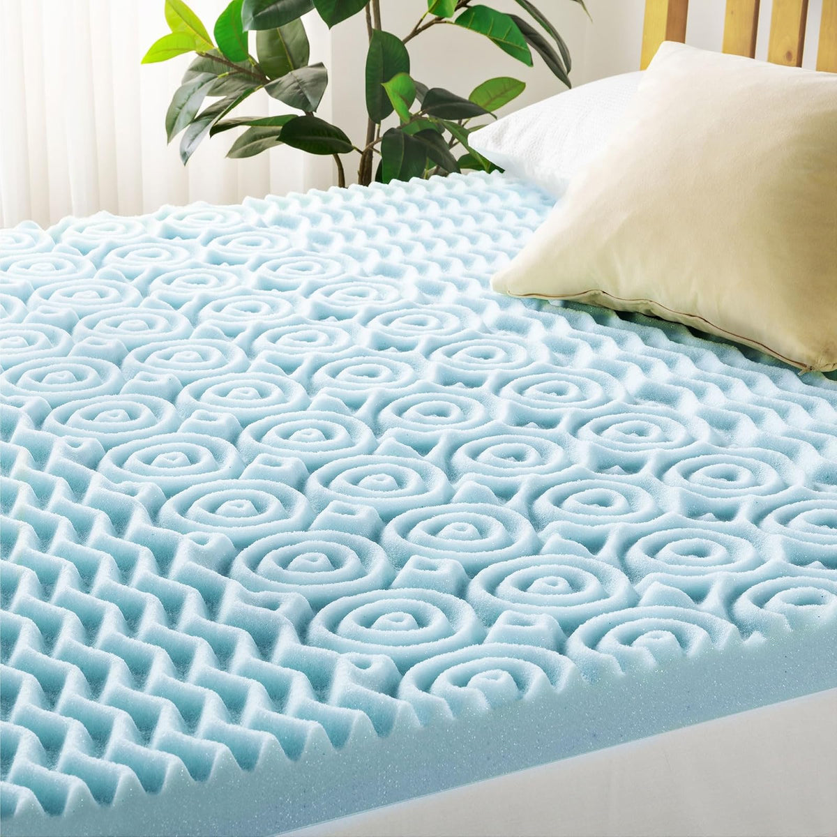 Mellow - Colchón de Espuma viscoelástica de 4 Pulgadas, 5 Zonas, infusión de Gel refrescante, Esencial para recámara, tamaño Individual XL, Azul