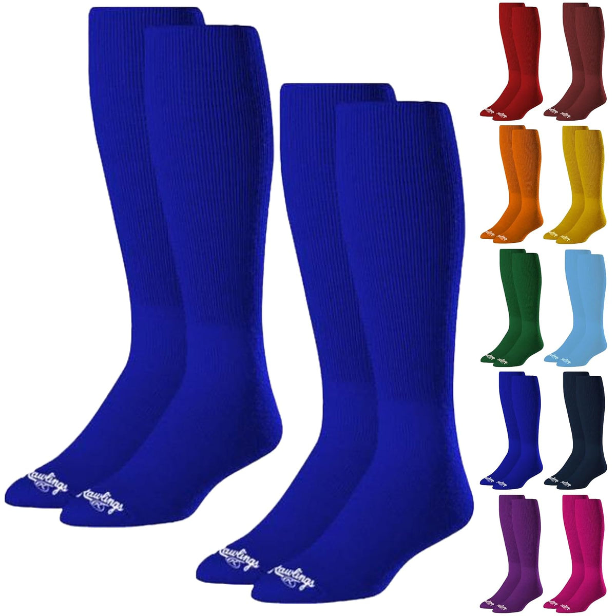 Rawlings - Calcetines atléticos | Béisbol/Softball | 2 pares | Varios tamaños/colores