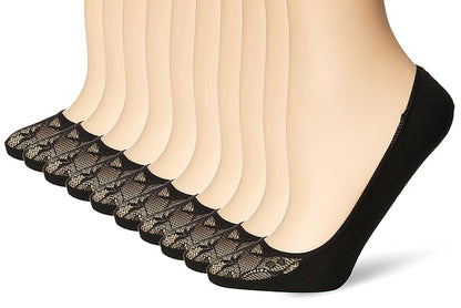 Wilson Calcetines para Mujer Invisibles con Tejido Interior Sin Felpa, Talla Única, Modelo B0415, Contenido: 1 Paquete con 10 Pares de Calcetas para Mujer, Color Negro