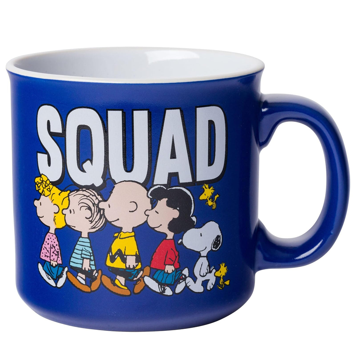 Silver Buffalo PEA429E1 Peanuts Squad - Taza de cerámica para caravana, 20 onzas, color negro