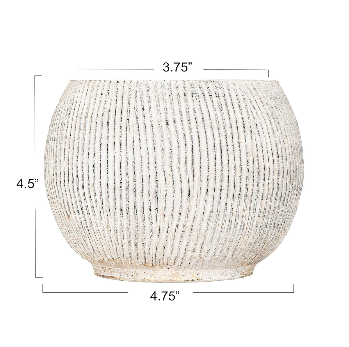 Creative Co-Op Macetero de Terracota Crema Envejecida con Textura estriada