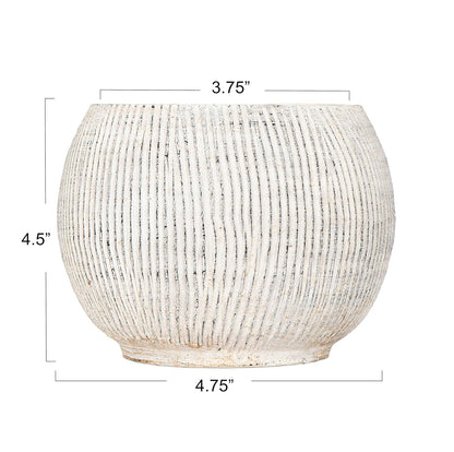 Creative Co-Op Macetero de Terracota Crema Envejecida con Textura estriada