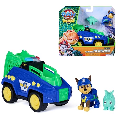 Paw Patrol: The Dino Movie, Dino Rescue Cruiser de Chase con Gancho con Resorte y 2 Figuras de acción, Juguetes para niños y niñas, a Partir de 3 años