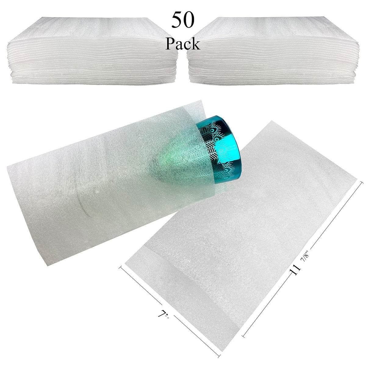 UBOXES Bolsas de espuma de 7 x 11-7/8 pulgadas para vasos (paquete de 25) protegen los platos