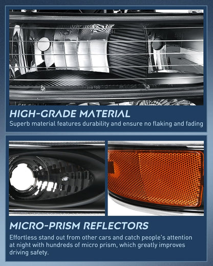 Faros delanteros Nilight 1999 2000 2001 2002 Silverado 2000 2001 2002 2003 2004 2005 2006 Suburban faros delanteros, 2001 2002 2003 2004 2005 2006 Tahoe Faro negro ámbar. Paquete de 4