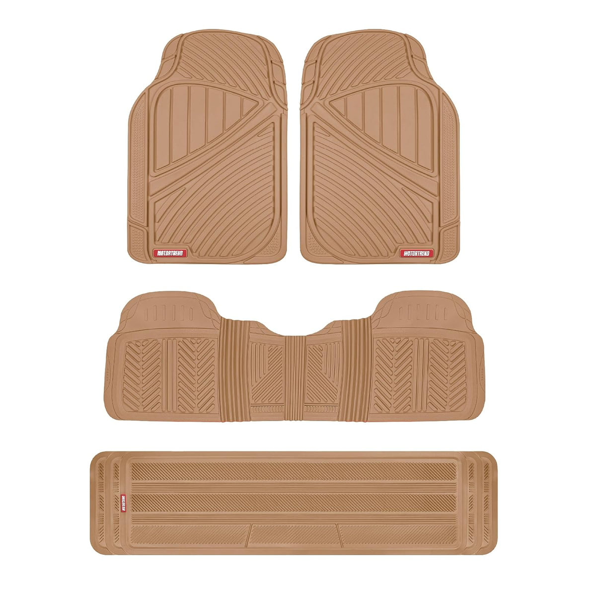 Motor Trend FlexTough Alfombrillas de Goma 3 Filas para Auto y SUV - Beige