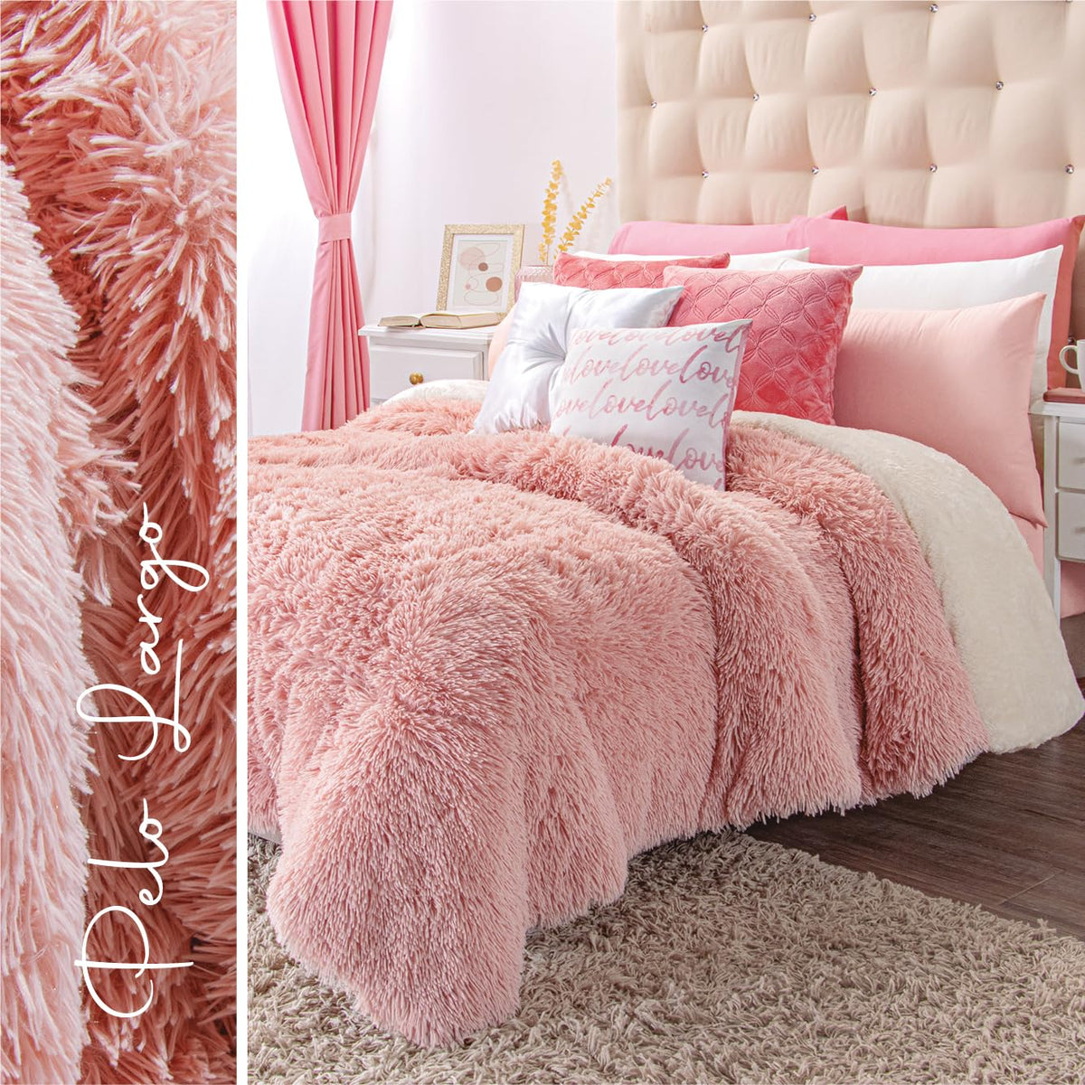 Colchas Concord Cobertor Pachi Flannel, Color Rosa, 100% Poliéster, Tamaño King Size, Queen Size, Manta Cálida y Suave para Cama, Ideal para Invierno, 1 Pieza