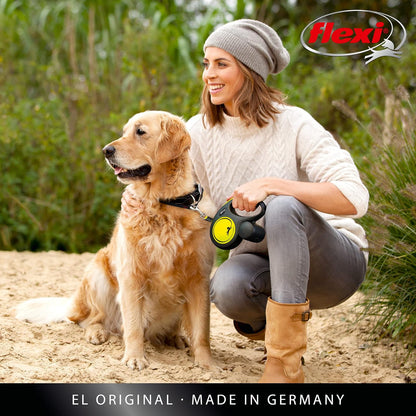 FLEXI Automatic Leash, Small (5m), Negro/Amarillo Reflejante