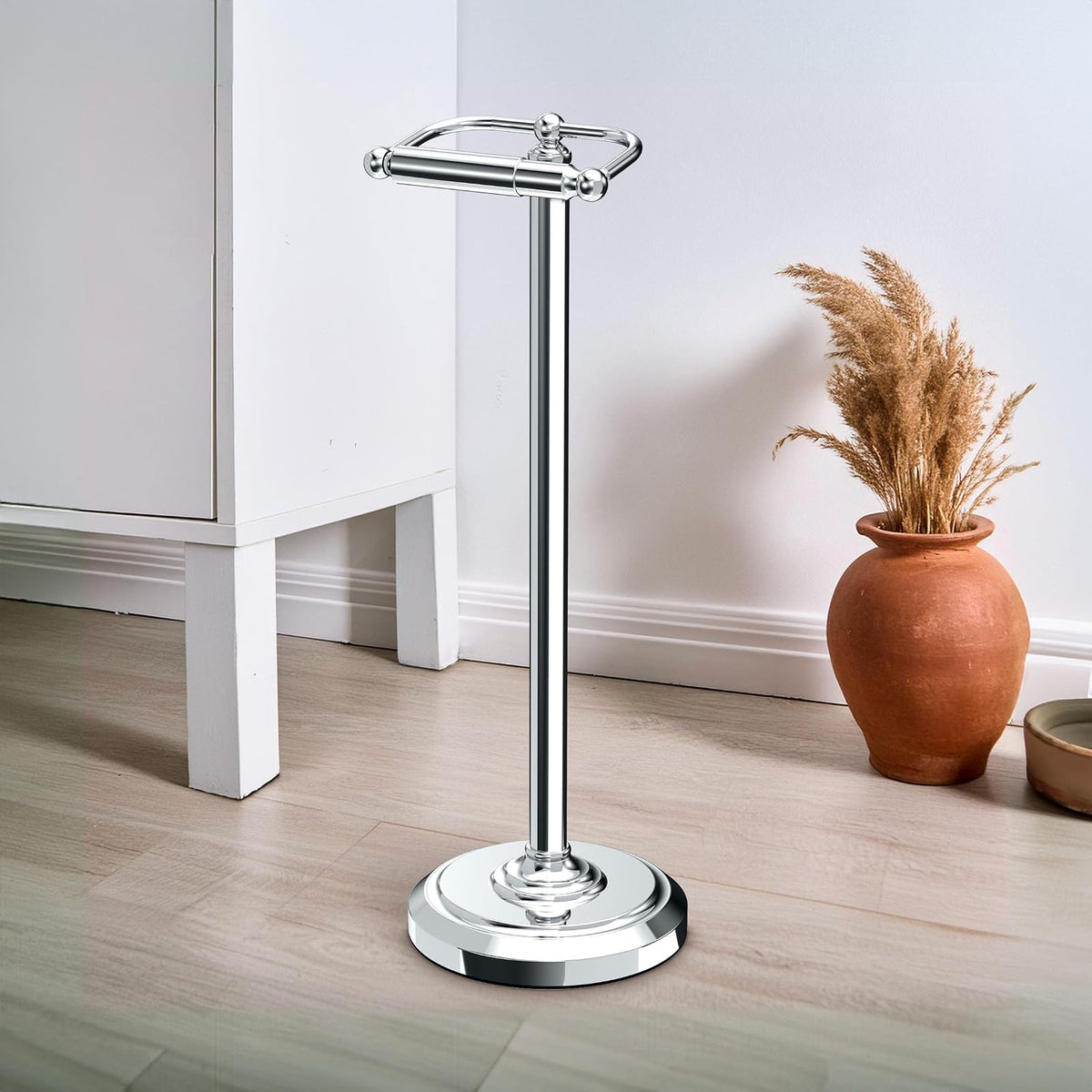 Gatco 1436C, Sujetador para papel Higienico en Pedestal, Chrome Large, 22 pulgadas