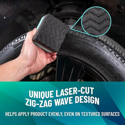 Chemical Guys Almohadilla aplicadora de abrillantador y apósito de neumáticos Wonder Wave Durafoam Contoured Large, Paquete de 2