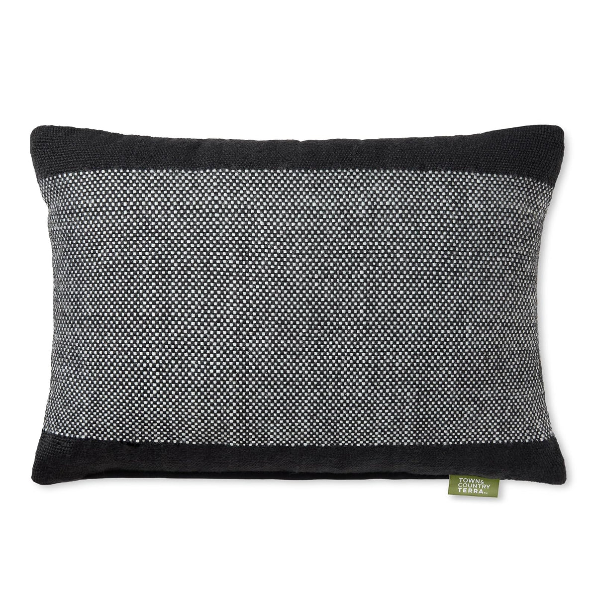 TOWN & COUNTRY TERRA - Almohada Decorativa para Interiores y Exteriores, 14 x 20 Pulgadas, Negro/Marfil