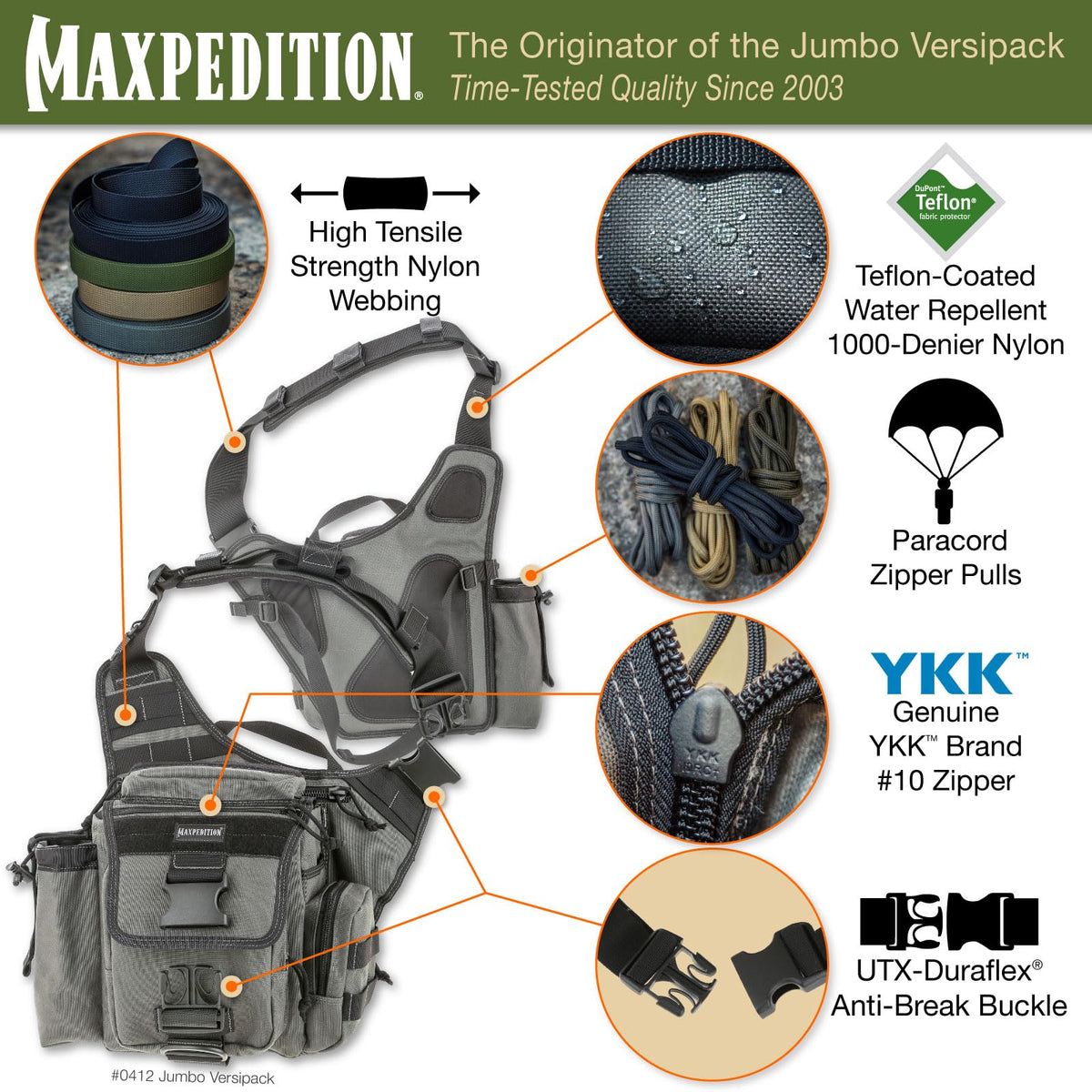 Maxpedition Jumbo Versipack Waist Pack, Wolf Gray
