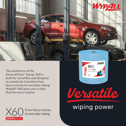 Wypall 34965 X60 Cloths, Jumbo Roll, 12 1/2 x 13 2/5, Blue, 1100/Roll