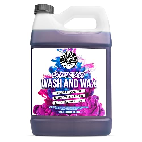 Chemical Guys Extreme Bodywash & Wax Jabón espumoso para lavar automóviles (para cañones de espuma, pistolas o cubos de lavado) Para automóviles, camiones, motos, vehículos recreativos Más, 3,79 L, aroma de uva