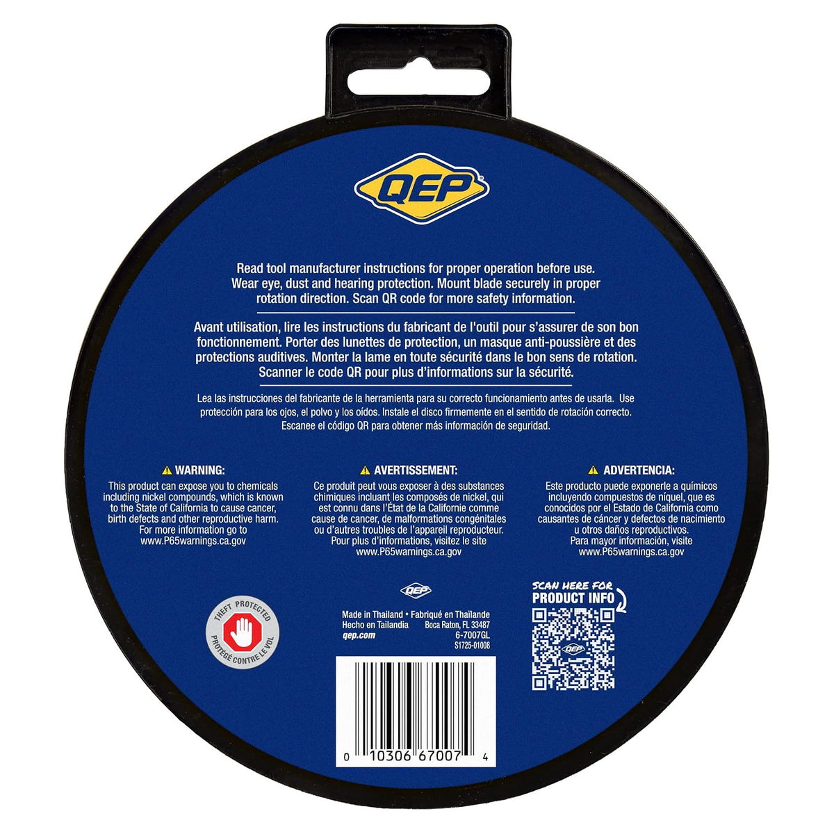 QEP 6-7007GL Hoja de diamante de vidrio de llanta continua de 7 pulgadas, altura de llanta de 7 mm, eje de 5/8 pulgadas, corte húmedo, 8730 RPM máximas
