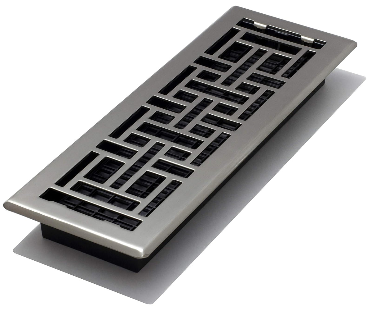 Decor Grates AJH414-NKL - Registro de suelo oriental, níquel cepillado (10,2 x 35,5 cm) - 4x14 - Nickel