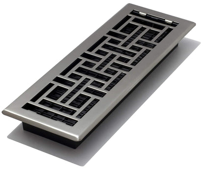 Decor Grates AJH414-NKL - Registro de suelo oriental, níquel cepillado (10,2 x 35,5 cm) - 4x14 - Nickel