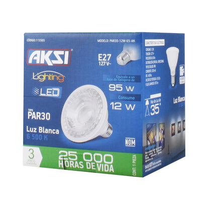 Aksi Foco Led PAR30, Luz Blanca, 12/95 W