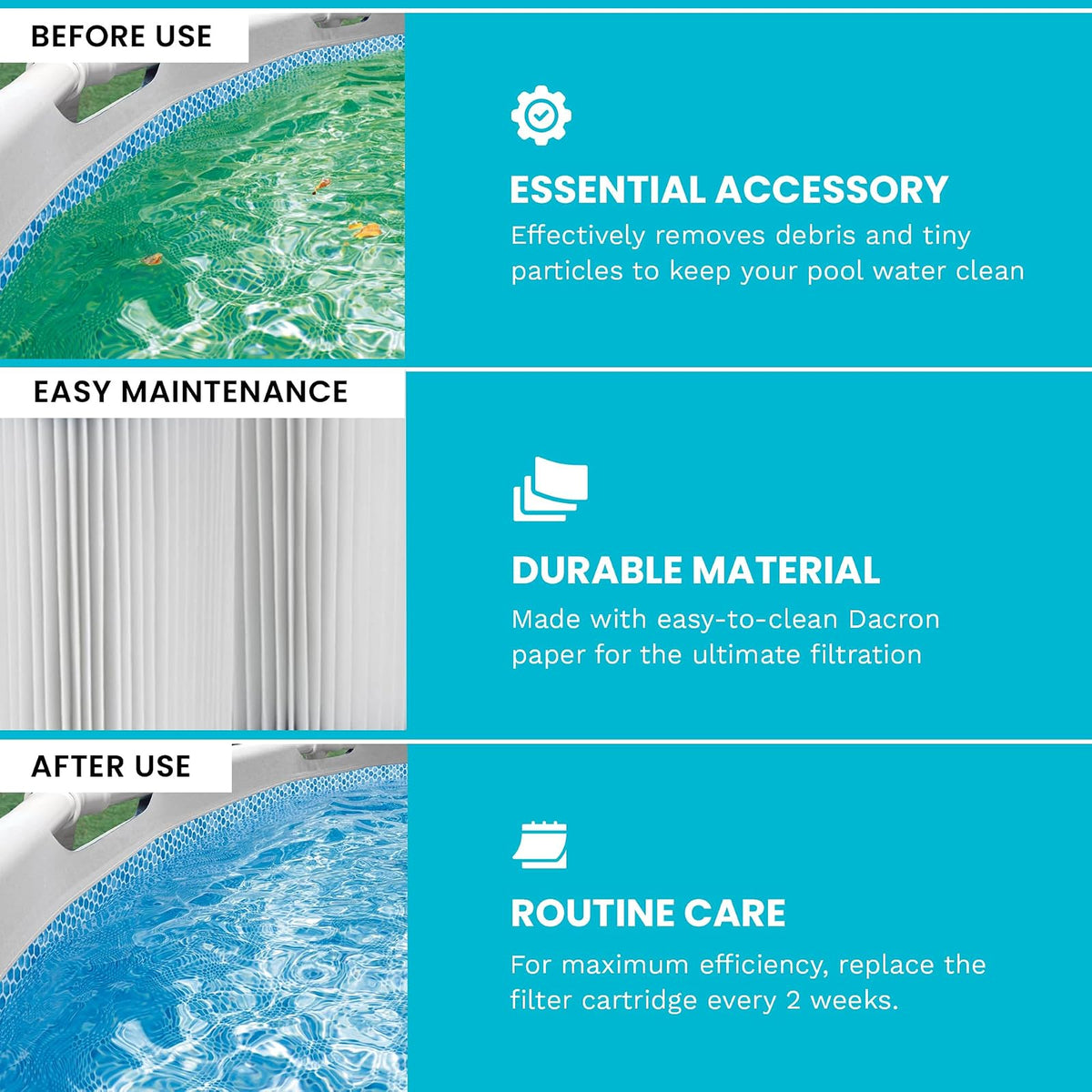 Intex 29002E - Bombas de filtro de filtro de piscina tipo A, fáciles de limpiar, papel Dacron - Filtración eficiente, paquete de dos