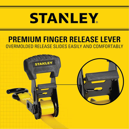 Stanley - Kit de Correa de carraca, Negro/Amarillo, 1" x 14'