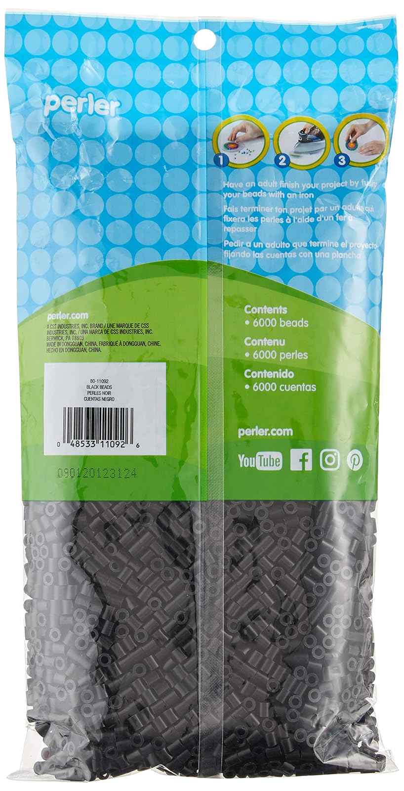 Perler Cuentas para manualidades infantiles, verde oscuro, Negro, 1