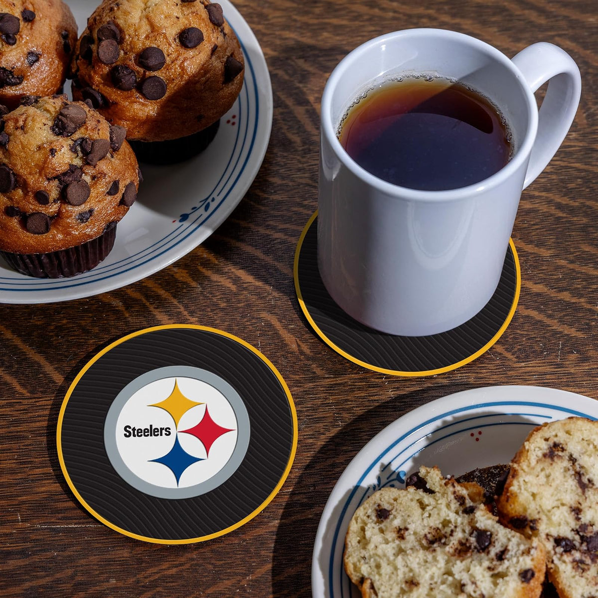 Rico Industries NFL Football Pittsburgh Steelers Classic Favorites: Juego de Posavasos de PVC (Paquete de 4)
