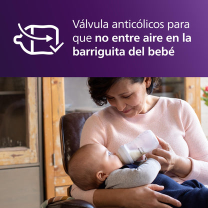 Philips Avent Set para Regalo Natural Response│Recién Nacido│2 biberones 4 oz/125 ml y 2 biberones 9 oz/260 ml, un chupón ultra soft y un cepillo limpiador│0 m+ | SCD838/11