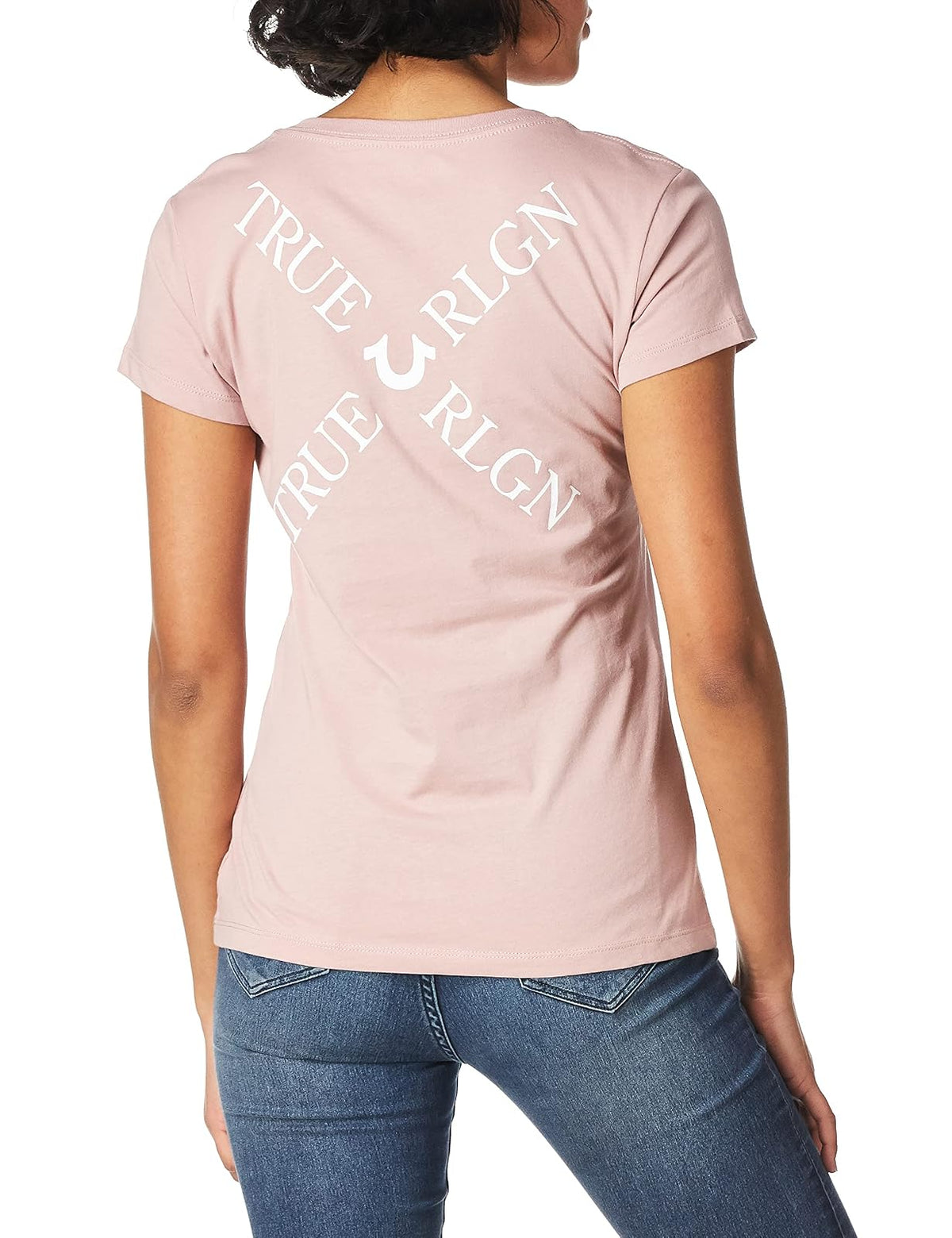 True Religion Crossed out Short Sleeve V Neck tee Camiseta Mujer
