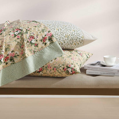 Laura Ashley Juego de sábanas de tamaño King, Transpirable, percal de algodón, Esquinas Tipo Bolsillos Profundos, Elegante, decoración de hogar, Certificado Oeko-Tex, Verde (Tierney Green)