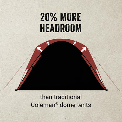 Coleman - Tienda de campaña Skydome con vestíbulo de Clima Completo, para 4/6 Personas, Resistente a la Intemperie en 5 Minutos, Incluye Bolsa de Transporte y Mosca de Lluvia, 20% más de Espacio para