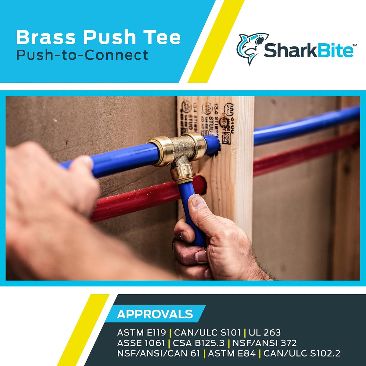 Cash Acme Sharkbite sin plomo Tee, 1-Inch by 1-Inch by 1-Inch
