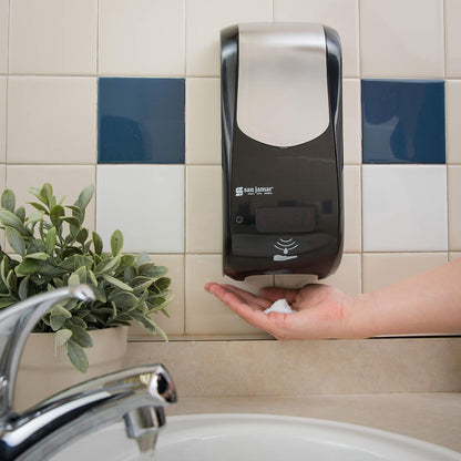 San Jamar Rely SH970BKSS Dispensador de jabón híbrido de espuma, color negro y aspecto inoxidable