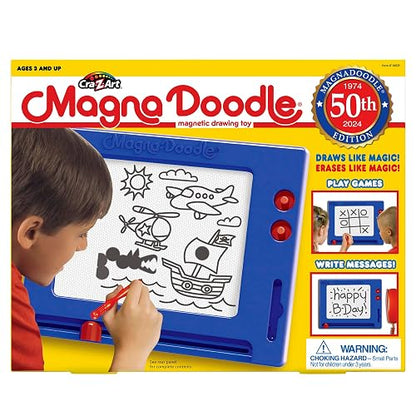 Cra-Z-Art Retro Magna Doodle - Tabla de dibujo magnética para niños de 3 años en adelante, azul/blanco