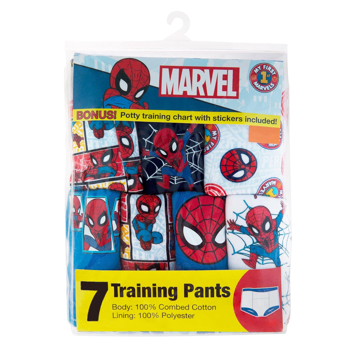 Marvel - Pantalones de entrenamiento de superhéroes para bebé, tabla de éxito y calcomanías con Spiderman, Iron Man, Hulk y más tallas 18m-4t, Paquete de 7 Spiderman Classic, 2 Años