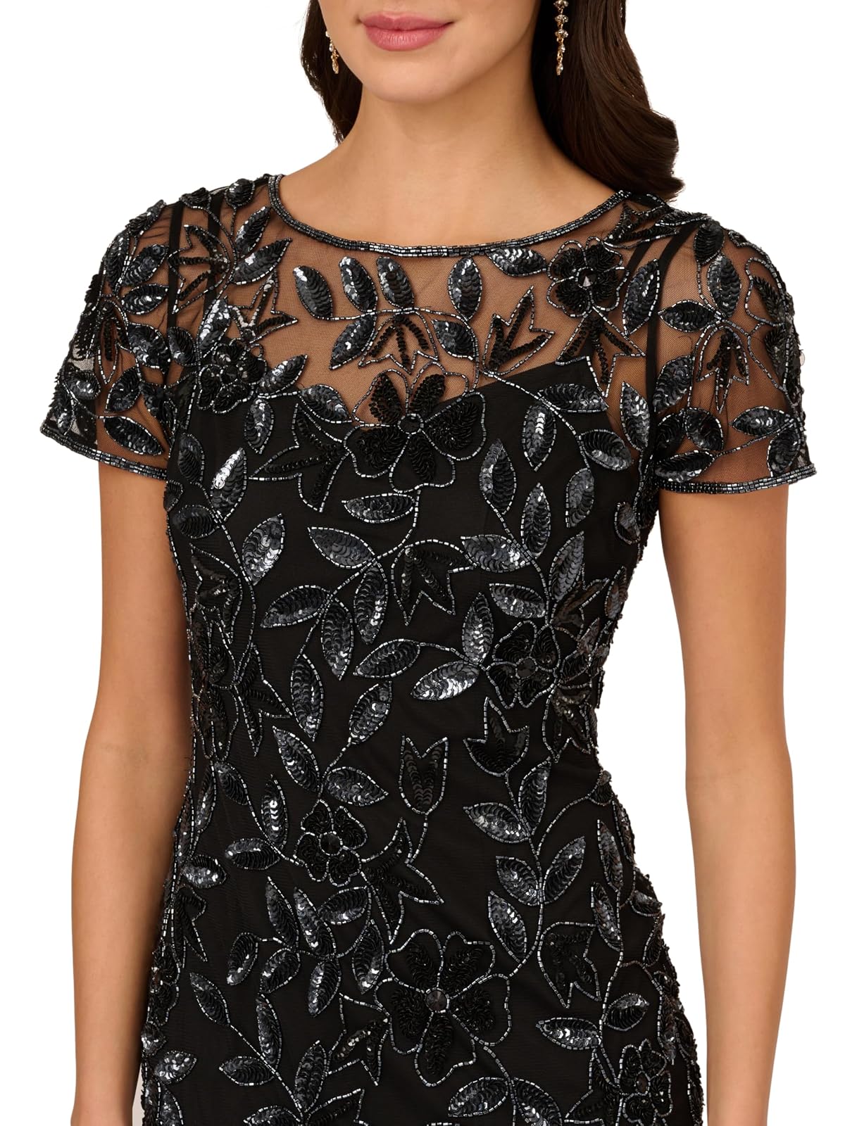 Adrianna Papell Vestido Halter de Gasa con abalorio Vestido para ocasión especialMujer