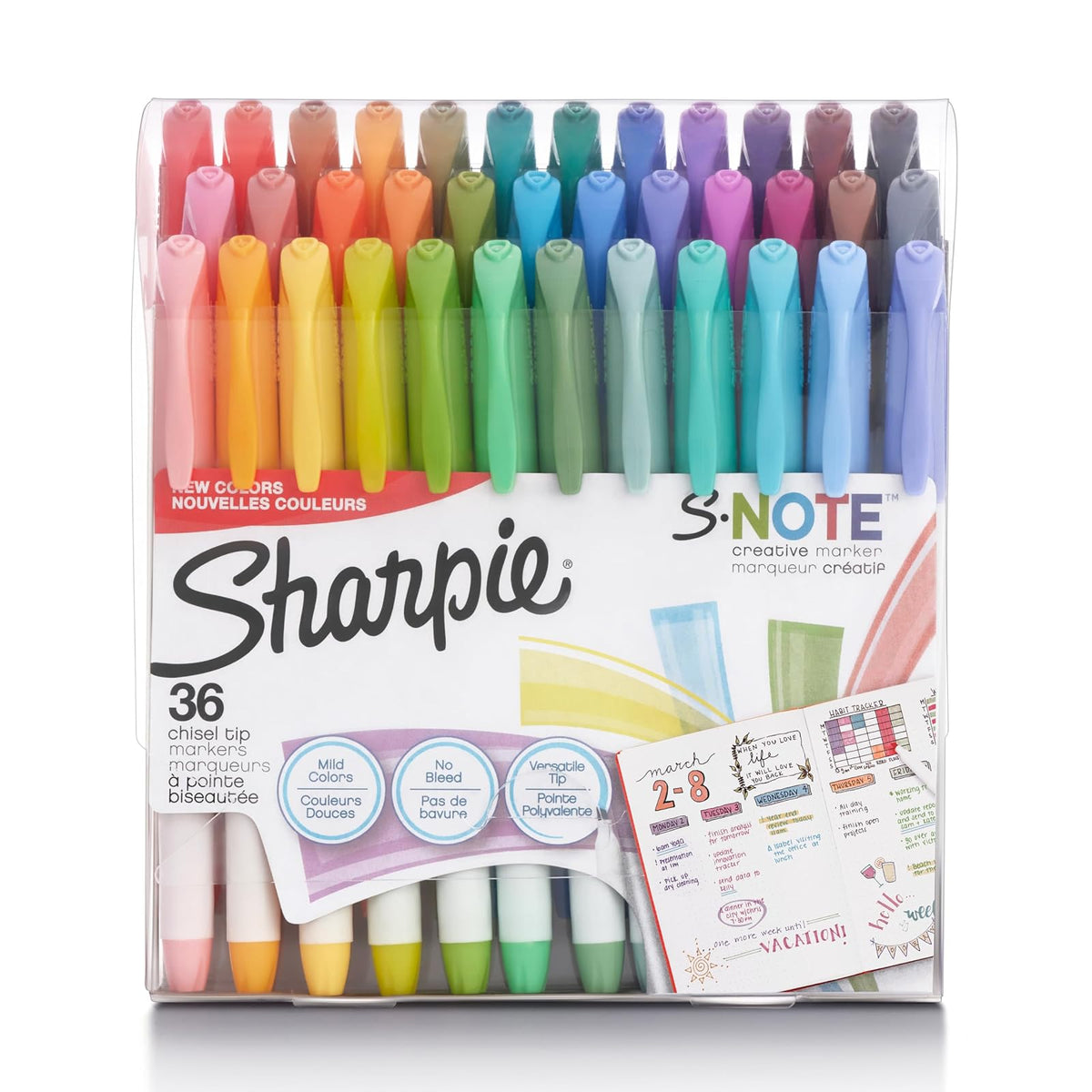 Sharpie S-Note - Marcadores creativos, resaltadores, colores surtidos, punta cincel, 36 unidades