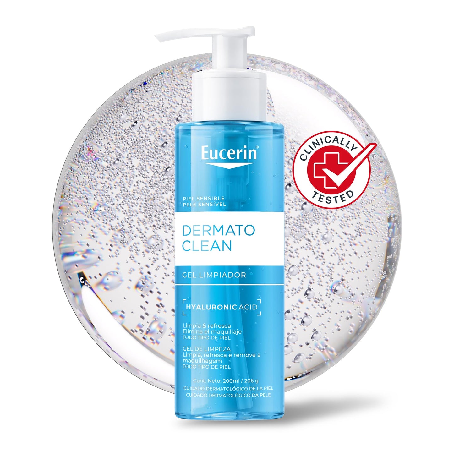 Eucerin Gel Limpiador Facial DermatoClean para piel normal a mixta, 200ml, empaque puede variar