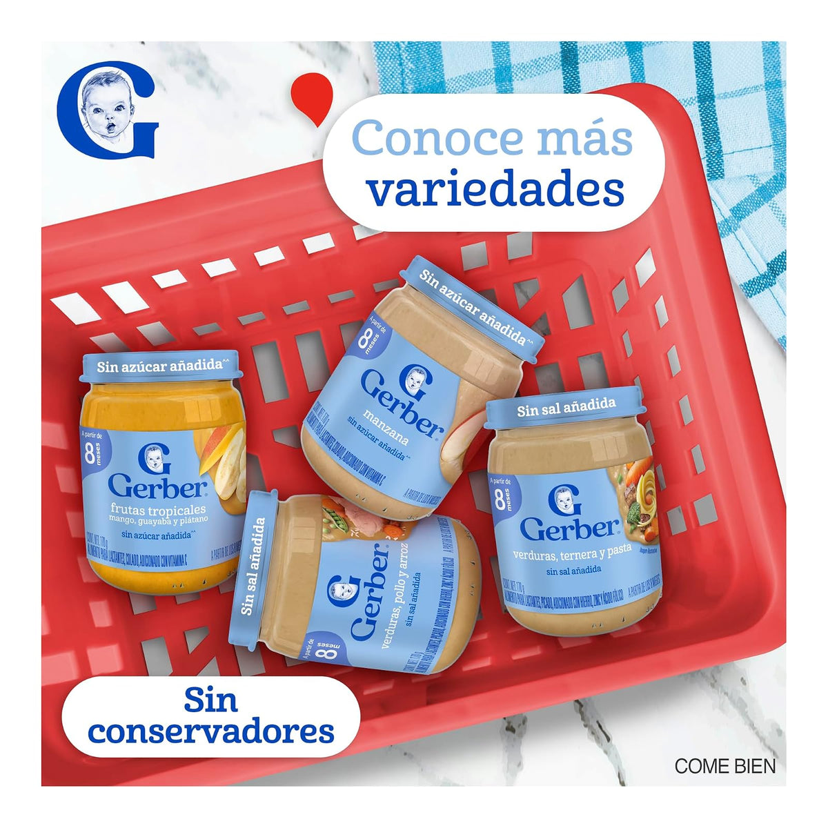 Gerber Papilla Etapa 3, A Partir de 8 Meses, Adicionado con Vitamina C, Pera, Paquete de 12 Frascos de 170 g c/u