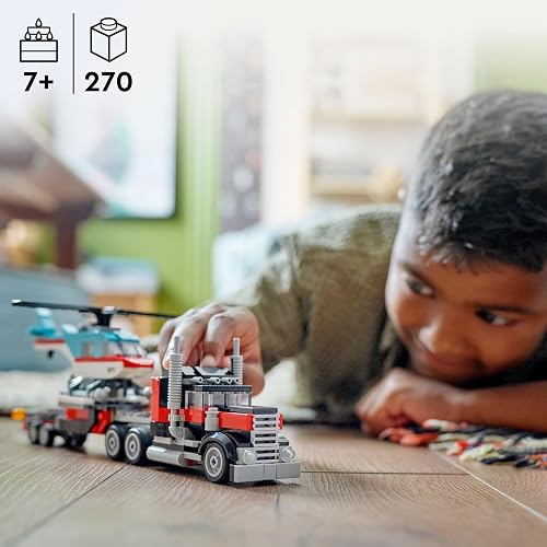 LEGO Creator Camión Plataforma con Helicóptero Set 3en1 con vehículos de Juguete 31146