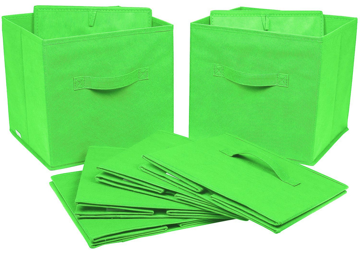 Greenco GRC2363 Foldable Non, Woven Fabric Storage Cubes, 6 Pack, Green