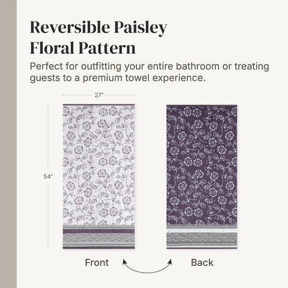 Modern Threads - Juego de 6 Piezas, 2 Toallas de baño, 2 Toallas de Mano, 2 paños de baño teñidos de Jacquard/Toallas sólidas, Ofelia orquídea