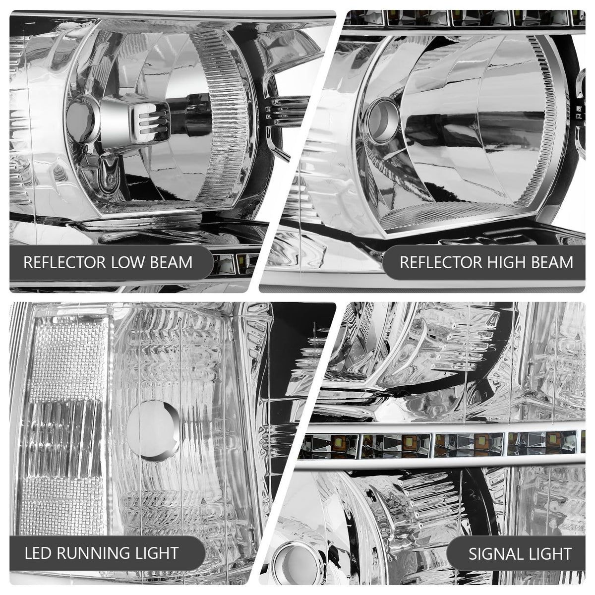 DNA Motoring HL-LED-CSIL07-CH-CL1 Par Luces LED DRL Cromo Transparente para Chevy Silverado 07-14