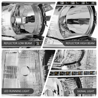 DNA Motoring HL-LED-CSIL07-CH-CL1 Par Luces LED DRL Cromo Transparente para Chevy Silverado 07-14