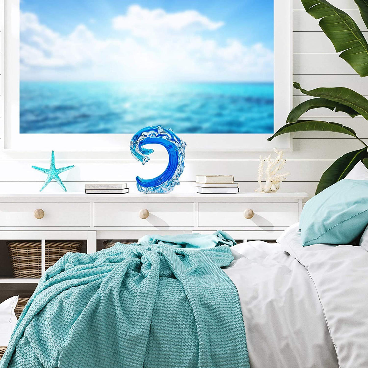 Beachcombers - Mesa con ruedas para decoración náutica, color azul